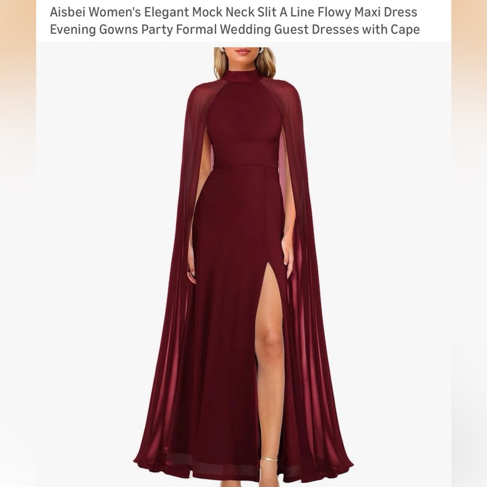Women's Elegant Burgundy Maxi Dress